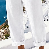 economico Vacanza-Per uomo Pantaloni in cotone e lino Pantaloni Pantaloni Estivi Pantaloni Larghi Pantaloni da Spiaggia Coulisse Elastico in vita Tinta unica Semplice Comodità Traspirante Lunghezza intera Casuale
