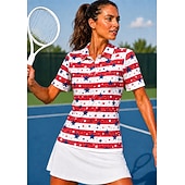  America's 250th Anniversary Women's Stripes Shirt Sport Shirt Golf Polo Shirt Tennis Shirt Short Sleeve Floral Buttons UPF50+ UV Resistant High Elasticity Moisture Wicking Breathable Volleyball