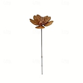 voordelige decoratieve tuinpalen-Metalen bronzen lotusbloemsculptuur, elegant rustiek ijzeren waterornament voor vijver, achtertuin, terras, gazon en binnenlobby, artistiek lotusbeeld voor tuindecoratie