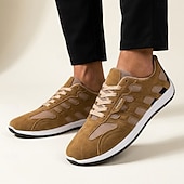 baratos Zapatos Informales con Cordones-Men's Tan Casual Sneakers Lace-Up Lightweight Comfort Walking Shoes Soft Smart Casual Footwear for Daily Wear, Travel, Weekend Outings and Everyday Leisure