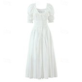 ieftine Rochie-Medieval Renascentist Cottagecore Lungime Gleznă Rochii Chemise Balon / Puf Mâneci scurte vrăjitoare Zana Țăran În U Costume de fancy Pentru femei Fantezie Halloween Carnaval Casul / Zilnic Târgul