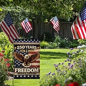 abordables Drapeau de jardin-Lot de 2 drapeaux de jardin américains commémorant le 250e anniversaire de l'Amérique, 30 x 45 cm, format vertical double face, 1776-2026, bannière de l'aigle de la liberté, décoration patriotique