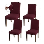 abordables Funda para silla de comedor-Fundas para sillas de comedor de 4/6 piezas, ajustables, elásticas y universales, tipo Parsons, con protectores de asiento extraíbles y lavables a máquina.