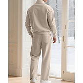 cheap Tracksuits-Men's Tracksuit Jogging Suit Workout Suits Drawstring with Pocket Solid Colored Athletic Clothing Set Fall Black White Outdoor Travel Sports Windproof Warm Breathable Long Sleeve Sport Activewear