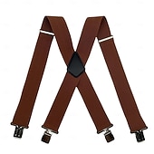  Herrhängslen med 4 klämmor, X-formade hängslen, elastiska justerbara hängslen för byxor (5 cm breda), slitstarka metallklämmor för vardagligt, formellt och utomhusbruk.