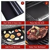 cheap Grills &amp; Outdoor Cooking-Set of 5 High-Temperature Resistant Non-Stick BBQ Mats, Oven and Microwave Mats, Outdoor Picnic and Barbecue Non-Stick Grilling Mats