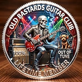  legendarisk gitarklubb minnemynt gamle bastards gitarklubb, drikke, klimpre &Glem akkordene, 100 % feilstemt, samlermynt med musikktema som gave