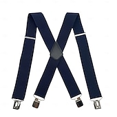  Herrhängslen med 4 klämmor, X-formade hängslen, elastiska justerbara hängslen för byxor (5 cm breda), slitstarka metallklämmor för vardagligt, formellt och utomhusbruk.