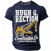  Hugh G Rection Construction Co. Kran-Wortspiel Herren-T-Shirt mit lustigem, sarkastischem Humor im Vintage-Stil, Rundhalsausschnitt, Kurzarm, Geschenk für Bauarbeiter, die härtesten Arbeiter der