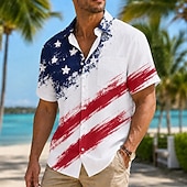  4th of July 2026 250th Men's American Flag Shirt Summer Shirt Short Sleeve Patriotic Daily Streetwear Summer Spring Turndown 3D Print Front One Pocket Button Up Shirts Blue Red 1 Red Dark Blue