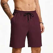 cheap Casual Shorts-Men's Shorts Summer Shorts Beach Shorts Casual Shorts Jacquard Pocket Elastic Waist Plain Comfort Breathable Knee Length Outdoor Beach Vacation Vacation Fashion Khaki Black Micro-elastic