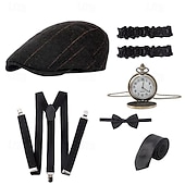levne Příslušenství a další-Řvoucí 20s 20. léta 20. století Retro Sada příslušenství Baret Velký Gatsby Gentleman Gangster Maškarní kostým Pánské Karneval Valentýna Párty večerní šaty Plesová maškaráda Koktejlový večírek Dospělí