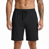 cheap Casual Shorts-Men's Shorts Summer Shorts Beach Shorts Casual Shorts Jacquard Pocket Elastic Waist Plain Comfort Breathable Knee Length Outdoor Beach Vacation Vacation Fashion Khaki Black Micro-elastic