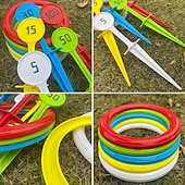 voordelige Zomer speelgoed-buitenringwerpset voor kinderen &amp;Hoepelspel voor volwassenen, familiespel voor in de achtertuin met kleurrijke doelpalen en ringen, buitenspel voor tuin, strand, camping, speelgoed voor zomerfeestjes,