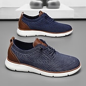 cheap Casual Lace-Up Shoes-Men's Taupe Knit Lace-Up Casual Sneakers Breathable Lightweight Walking Shoes Soft Comfort Footwear for Daily Wear, Travel, Commuting and Weekend Leisure