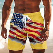  4 de julho de 2026 250º Homens Bandeira americana Calção Justo de Natação Fatos de banho Calções de banho Bermuda de Surf Cintura Média Patriótico Diário Feriado Bolsos laterais Forro de malha