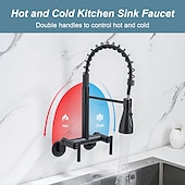 halpa Kitchen Faucets-Kitchen faucet - Two Handles Two Holes Electroplated / Painted Finishes Pull-out / Pull-down / Standard Spout / Tall / High Arc Wall Mounted Modern Contemporary Kitchen Taps