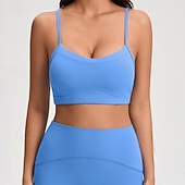 baratos Sutiãs esportivos &amp; coletes-Mulheres Sutiã de ioga Sutiã Pilates Sutiã Esportivo Decote em U Roupa-Interior Flexão Sem costura Antivibração Costas Nadador Sem Fio Côr Sólida Esporte Roupas Esportivas Azul Preto Treino de