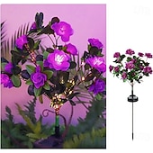 cheap Landscape Lights-LED Solar Flower Lights Rhododendron Outdoor Simulated Flower Lamp LED Artificial Flower Floor Insertion Lamp  Garden and Courtyard Decorative Lights Holiday Party Decorative Lights