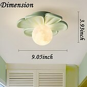ieftine Montaj Plafon-Lampă de tavan semi-încastrată, corp de iluminat modern pentru hol, cu floare verde din rășină, bec inclus, lumini 3D cu lună pentru insulă de bucătărie, dormitor, living, verandă, coridor