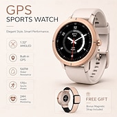 levne Chytré hodinky-Chytré hodinky GPS pro ženy s 1,32" AMOLED obrazovkou, globálním určováním polohy 6 satelitů, vodotěsným fitness trackerem do 5 atm, více než 170 sportovními režimy, 24hodinovým monitorem zdraví,