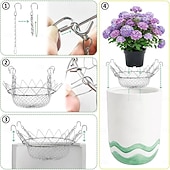 baratos recipientes de plantas-Suporte ajustável para vasos grandes, feito em aço inoxidável resistente à ferrugem, tamanho universal de 30 a 45 cm (12 a 18 polegadas), eleva as plantas para reduzir o uso de terra, ideal para