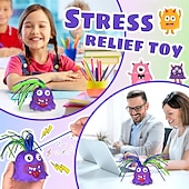 baratos Brinquedos Coloridos-Conjunto de 2 monstros gritando com som, brinquedos sensoriais divertidos para puxar o cabelo, ideais para crianças e adultos, jogo interativo em família, monstro roxo para aliviar o estresse,