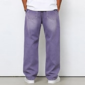  Hombre Pantalones Pantalones casuales 100% Algodón Pantalones de mezclilla Cintura elástica Pierna recta Plano Comodidad Suave Longitud total Casual Diario Exterior Moda Retro Antiguo Azul Piscina