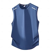 お買い得  ジム用タンクトップ-男性用 戦車 ノースリーブ クルーネック 夏 平織り スポーツ＆アウトドア ソークオフ 反射ストリップ スポーツ ジム ブラック ホワイト ピンク メンズトップTシャツ