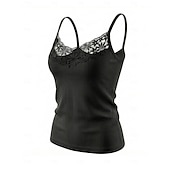 preiswerte Spitzenoberteile-Damen Camisole-Tanktop Textur Spitzenbesatz Elegant Ärmellos Rundausschnitt Normale Oberteile Lässig Täglich Schwarz Weiß Grau Sommer Frühling