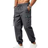 economico Pantaloni cargo-Per uomo Pantaloni Cargo Joggers Pantaloni Coulisse Elastico in vita Multi-tasche Tinta unica Antivento Comodità Quotidiano All'aperto Ferie Streetwear Elegante Cachi Nero Inelastico