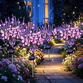 abordables Luces de camino y linternas-2/4 PCS Solar Simulation Lavender Butterfly Lawn Light Waterproof Garden Floor Insert Lamp Park Pathway Villa Yard Terrace Holiday Decoration Lamp