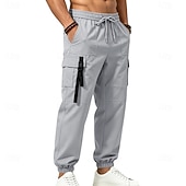 economico Pantaloni cargo-Per uomo Pantaloni Cargo Joggers Pantaloni Coulisse Elastico in vita Multi-tasche Tinta unica Antivento Comodità Quotidiano All'aperto Ferie Streetwear Elegante Cachi Nero Inelastico