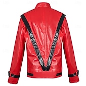 baratos Herrenkostüme-80s Pop Star Singer Red Jacket Costume Fancy Costume Retro Vintage 1980s for Unisex Kid's Adults' Halloween Carnival Party Performance Comic Con