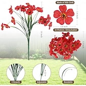 abordables Flores artificiales-24 paquetes de flores artificiales para exteriores resistentes a los rayos UV, flores de primavera para macetas de exterior, decoración para bodas, hogar, jardín, patio, porche (8 colores)