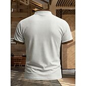 abordables Polo Classique pour Hommes-Homme Chemises Polo Gaufre Texturé Occasionnel Vacances Revers Zip quart Manche Courte Mode Basique Uni Bloc de Couleur Printemps &amp; Été Été Printemps Coupe régulière Noir Blanche bleu marine Kaki Gris