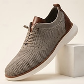 cheap Casual Lace-Up Shoes-Men's Taupe Knit Lace-Up Casual Sneakers Breathable Lightweight Walking Shoes Soft Comfort Footwear for Daily Wear, Travel, Commuting and Weekend Leisure