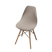 abordables Funda para silla de comedor-Funda elástica de sarga para silla, funda elástica con respaldo festoneado para silla de comedor.