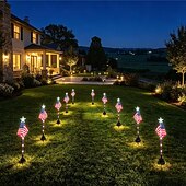  1 pz luci solari decorative a LED per esterni, luci solari con bandiera americana, bandiere decorative, bandiera patriottica da giardino, faretti solari per paesaggistica, luci solari da giardino, luci a LED per asta portabandiera da esterno