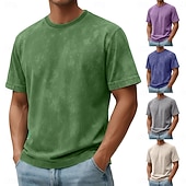  Hombre Camiseta Camisa 100% algodón con lavado ácido Camiseta superior Manga Corta Cuello Barco Verano Primavera Otoño Plano Retro Antiguo Casual Estilo retro Prenda teñida Afligido Casual Azul