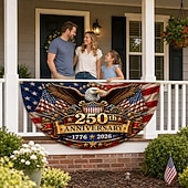 preiswerte Wimpelkette-Wimpelkette zum 250. Jahrestag der Unabhängigkeit der USA (1776–2026), halbrunder Fächer, patriotische amerikanische Wimpelkette für den Außenbereich, z. B. für Haus, Veranda, Garten oder als Dekoration zum Unabhängigkeitstag.