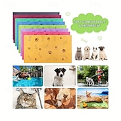 abordables Herramientas de baño-Toallas de secado rápido para mascotas, paquete de 4, colores aleatorios, de poliéster suave y absorbente, ideales para el baño de perros medianos, con diseño de huellas de patas.