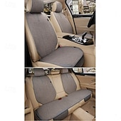  Universal 7pcs Car Seat Covers Full Set, Breathable Linen Front and Rear Seat Cushions with Backrest Protectors, Airbag Compatible Seat Pad for Most Cars, SUV, Truck, Storage Pockets