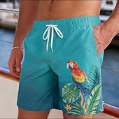  Per uomo Albero di Cocco Pappagallo Costumi da bagno Costumi da bagno Pantaloncini da bagno Pantaloncini da Surf Misura del girovita medio Hawaiano Quotidiano Vacanza al Mare Tasche Laterali fodera