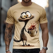  Miesten Eläin Kissa T-paita Lyhythihainen T-paita 3D-tulostus Tiukka pyöreä kaula-aukko Paita Hauska Kausaliteetti Päivittäin Katu Sininen Apila Khaki Kesä Kevät Vaatetus S M L XL 2XL 3XL