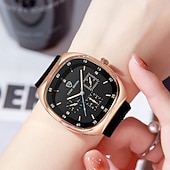 abordables Relojes de Cuarzo-Reloj de lujo para hombre, cronógrafo cuadrado de moda, reloj de pulsera de cuarzo para hombre, resistente al agua, deportivo, casual, con correa de silicona, luminoso, multifunción, correa marrón,