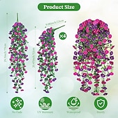 billige Kunstig blomst-2/4 stk kunstige falske hengende blomster planter for utendørs utendørs vår sommer dekorasjon imitert silke UV-bestandig realistisk morgenfrue slepende slyngplanter for hjem veranda terrasse balkong