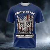 economico T-shirt Patriottici 250-4 luglio 2026 250° Per uomo Bandiera degli Stati Uniti Maglietta Manica Corta maglietta Stampa 3D Girocollo Camicia Patriotico Quotidiano Festival Blu Nero Bianco Estate Primavera Abbigliamento S M L