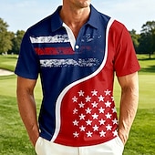  2026 250. rocznica Męskie Amerykańskie US Flag Polo Koszule Krótkie Rękawy Koszule Polo Koszule z Kołnierzykiem Luźne Athleisure Festiwal Outfit 3D Druk Guziki Oddychająca Siatka Wiosna i Lato