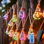 cheap Solar Outdoor Lights-Solar Powered Outdoor Garden Lights 8m 16 Bulbs Fairy String Lights Outdoor Waterproof 8 Lighting Modes for Fence Garden Party Wedding Camp Christmas Decoration